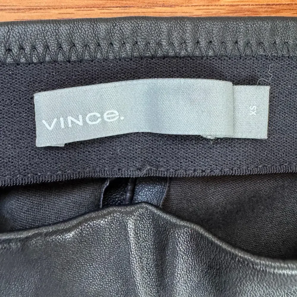 Vince Lamb Leather Black Skinny Trousers Pants Sz XS